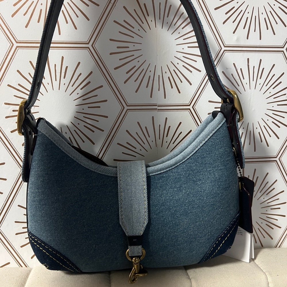 Coach Two-Tone Blue Denim Shoulder Bag